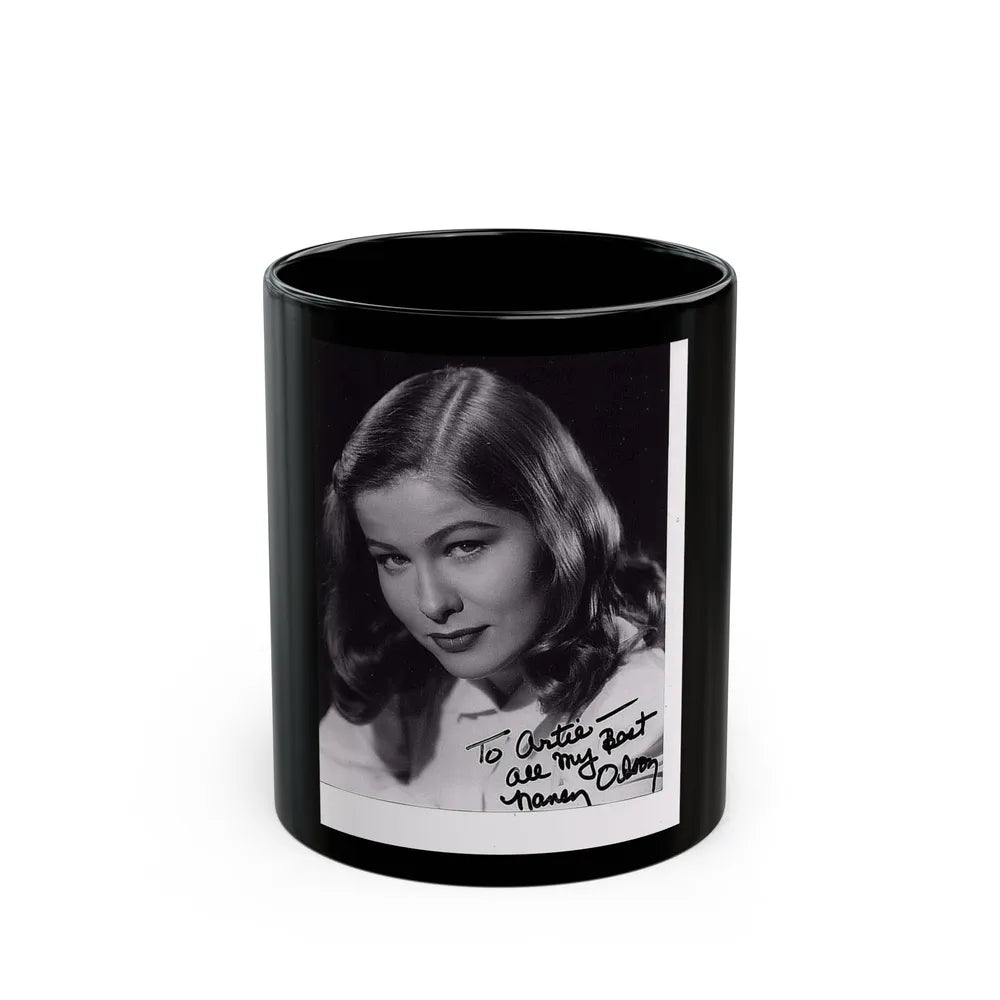 Nancy Olson #07 (Vintage Female Icon) Black Coffee Mug-11oz-Go Mug Yourself