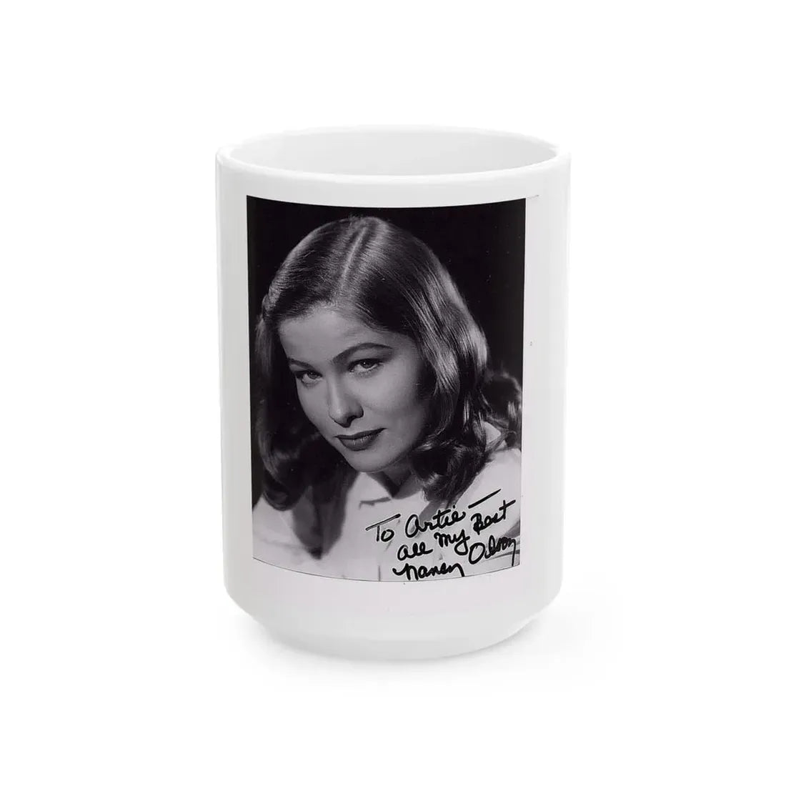 Nancy Olson #07 (Vintage Female Icon) White Coffee Mug 15oz - Go Mug Yourself