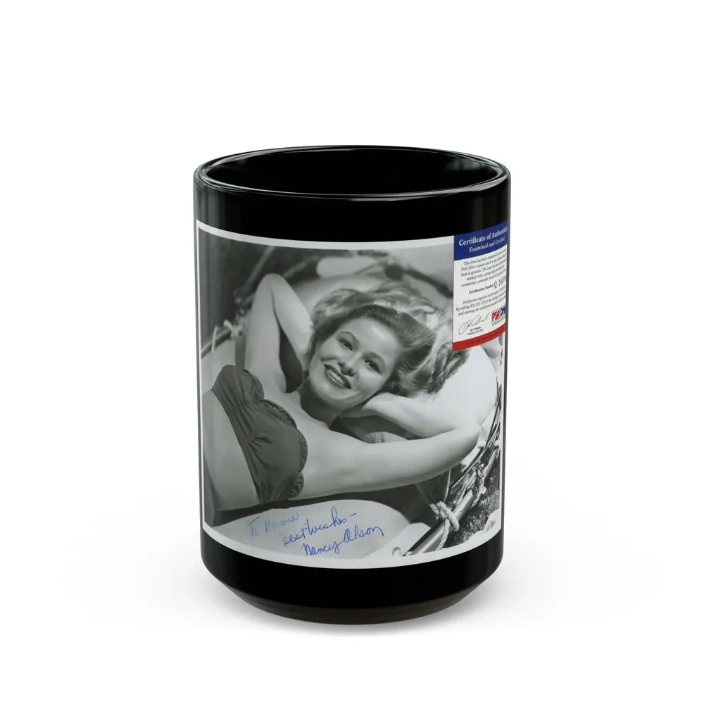 Nancy Olson #18 (Vintage Female Icon) Black Coffee Mug-15oz-Go Mug Yourself