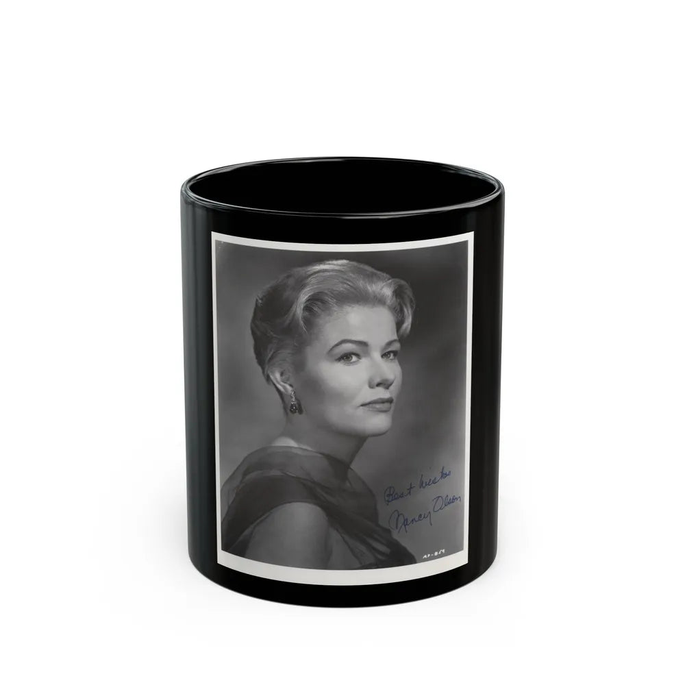 Nancy Olson #22 (Vintage Female Icon) Black Coffee Mug-11oz-Go Mug Yourself