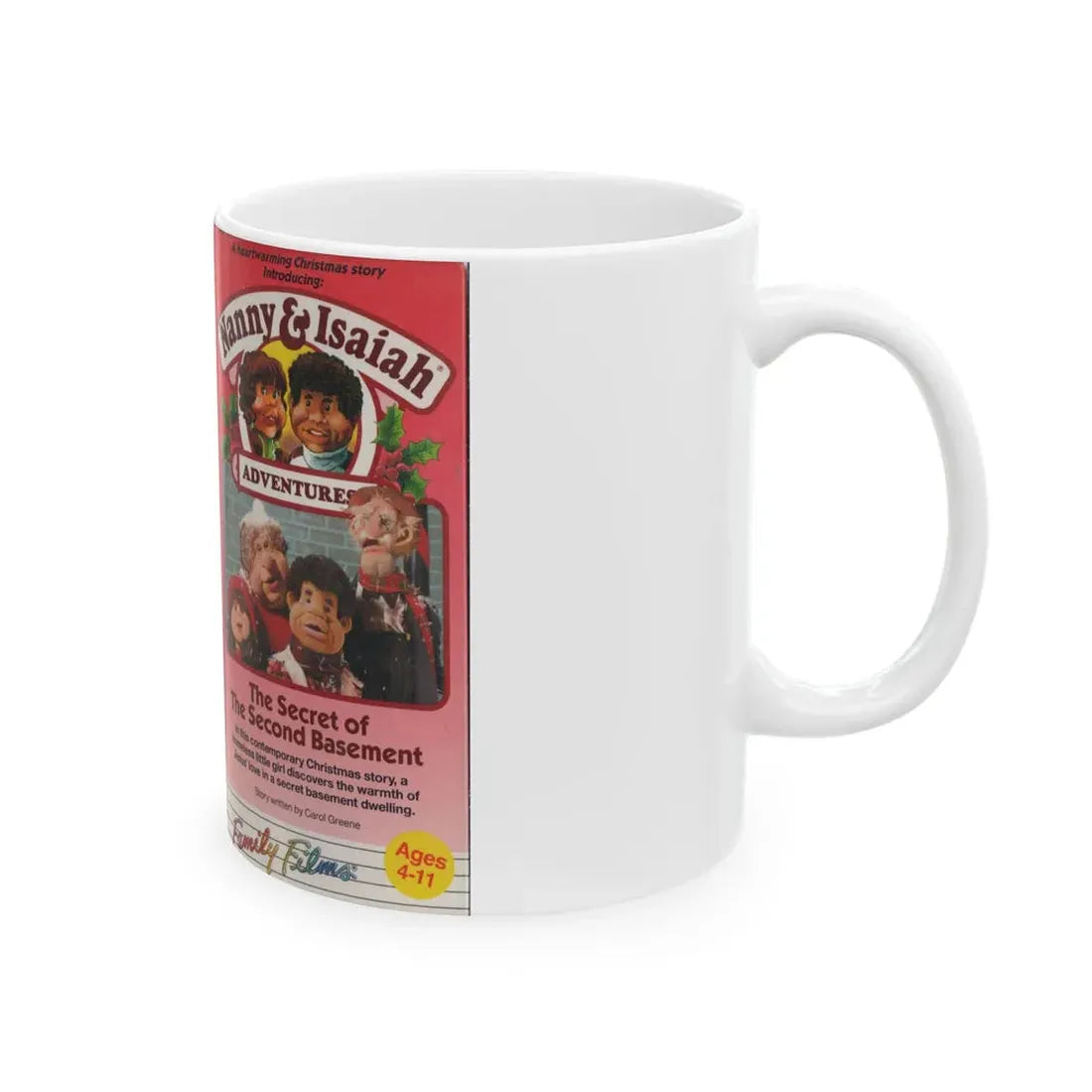 NANNY AND ISAIAH ADVENTURES THE SECRET OF0THE SECOND BASEMENT (VHS COVER) - White Coffee Mug - Go Mug Yourself