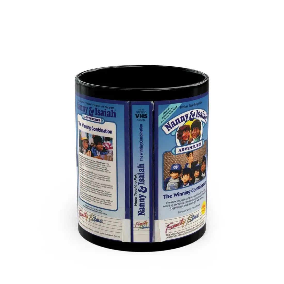 NANNY AND ISAIAH ADVENTURES THE WINNING COMBINATION (VHS COVER) - Black Coffee Mug 11oz - Go Mug Yourself