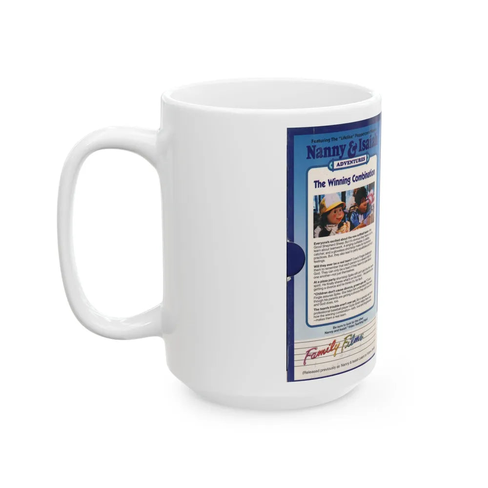 NANNY AND ISAIAH ADVENTURES THE WINNING COMBINATION (VHS COVER) - White Coffee Mug-Go Mug Yourself