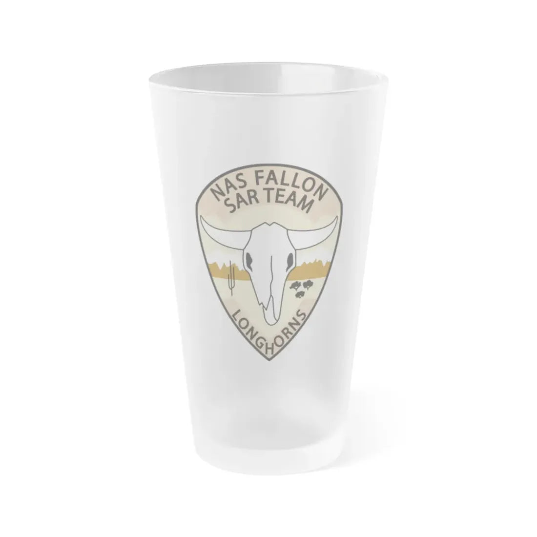 NAS Fallon SAR Longhorns (U.S. Navy) Frosted Pint Glass 16oz Default Title - Go Mug Yourself