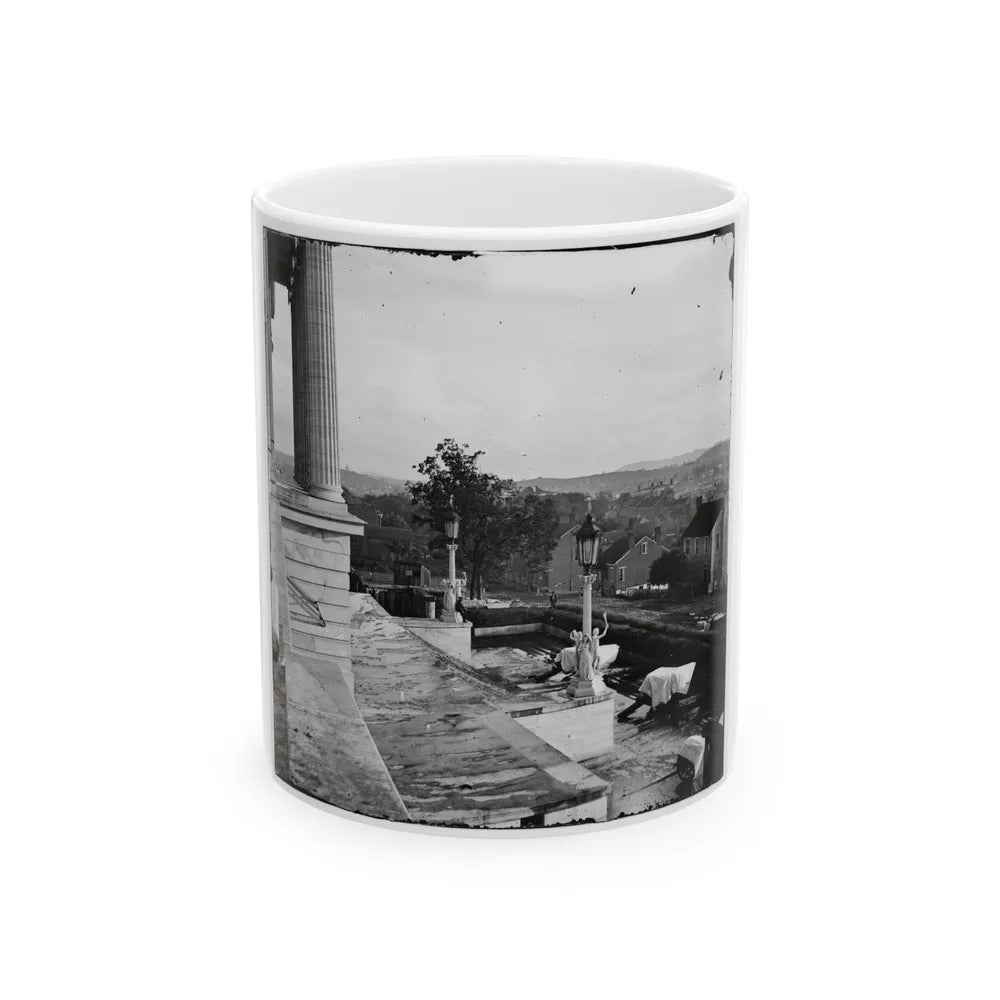 Nashville, Tenn. Steps Of The Capitol With Covered Guns; Vista Of The City Beyond (U.S. Civil War) White Coffee Mug-11oz-Go Mug Yourself