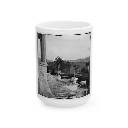 Nashville, Tenn. Steps Of The Capitol With Covered Guns; Vista Of The City Beyond (U.S. Civil War) White Coffee Mug-15oz-Go Mug Yourself