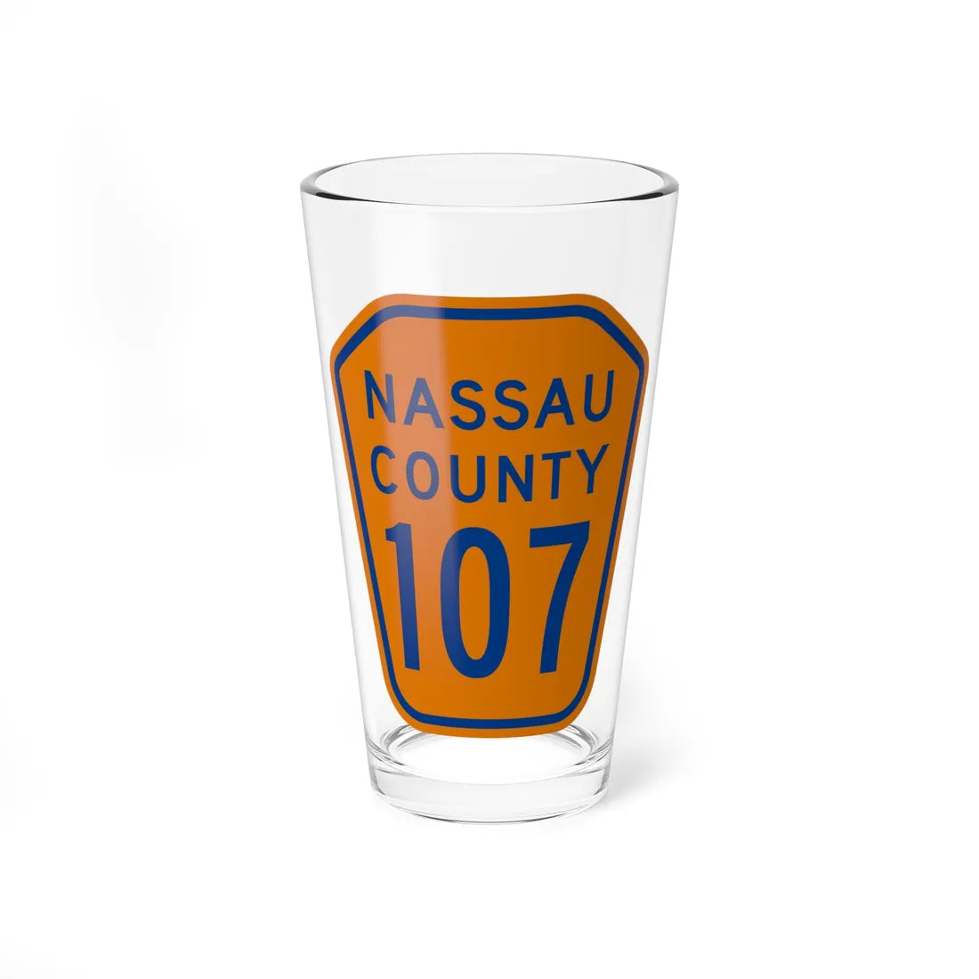 Nassau County 107 NY (New York) (Road Sign) Pint Glass 16oz 16oz - Go Mug Yourself
