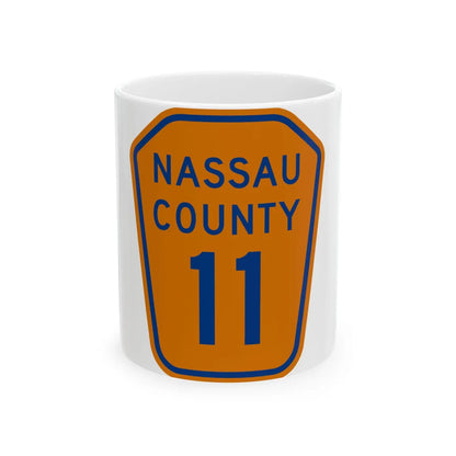 Nassau County 11 NY (New York) (Road Sign) White Coffee Mug 11oz - Go Mug Yourself