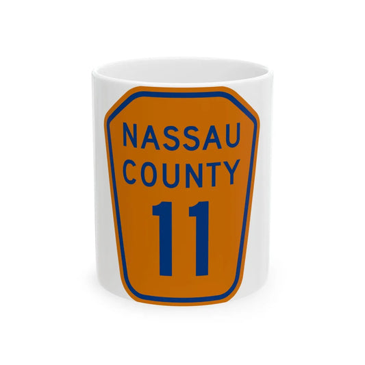 Nassau County 11 NY (New York) (Road Sign) White Coffee Mug 11oz - Go Mug Yourself