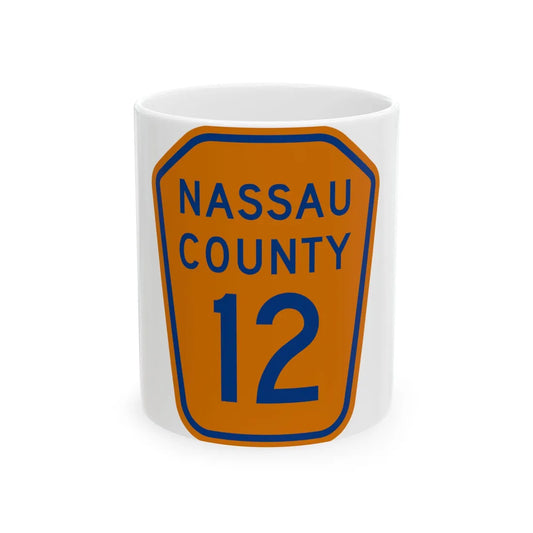 Nassau County 12 NY (New York) (Road Sign) White Coffee Mug 11oz - Go Mug Yourself