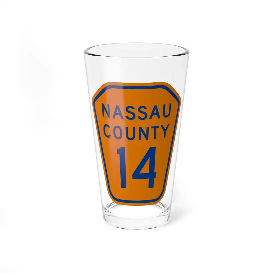 Nassau County 14 NY (New York) (Road Sign) Pint Glass 16oz 16oz - Go Mug Yourself