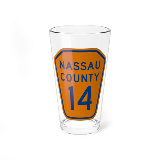 Nassau County 14 NY (New York) (Road Sign) Pint Glass 16oz 16oz - Go Mug Yourself