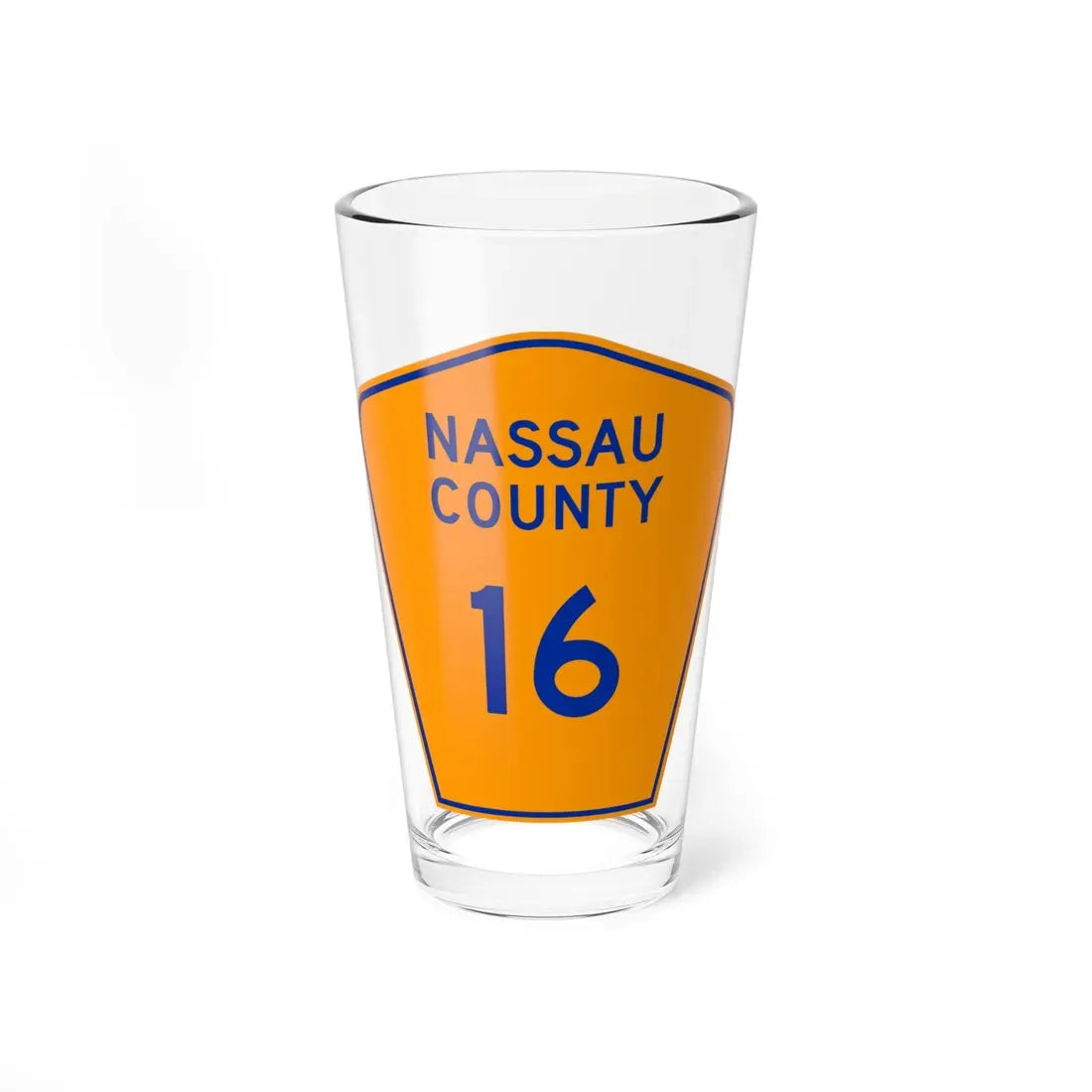 Nassau County 16 NY (New York) (Road Sign) Pint Glass 16oz 16oz - Go Mug Yourself