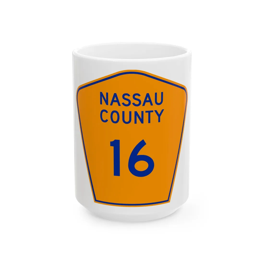 Nassau County 16 NY (New York) (Road Sign) White Coffee Mug 15oz - Go Mug Yourself