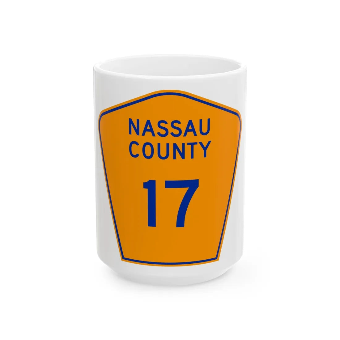 Nassau County 17 NY (New York) (Road Sign) White Coffee Mug 15oz - Go Mug Yourself