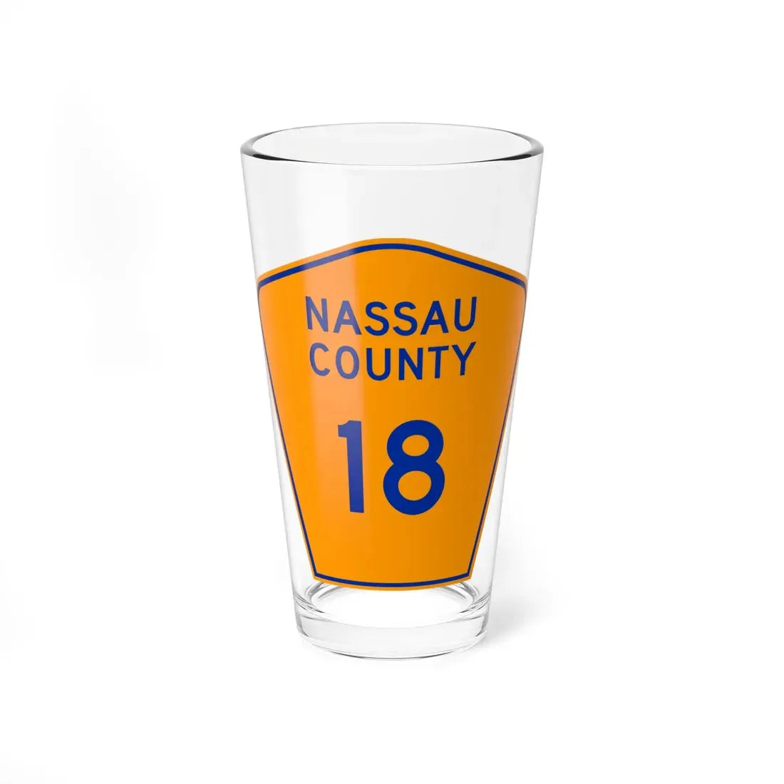 Nassau County 18 NY (New York) (Road Sign) Pint Glass 16oz 16oz - Go Mug Yourself
