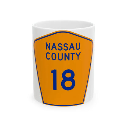 Nassau County 18 NY (New York) (Road Sign) White Coffee Mug 11oz - Go Mug Yourself