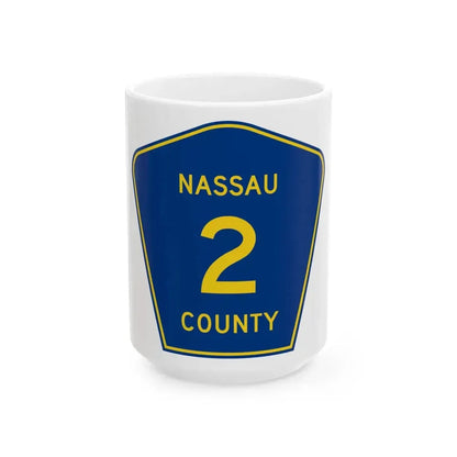 Nassau County 2 (Florida) (Road Sign) White Coffee Mug 15oz - Go Mug Yourself