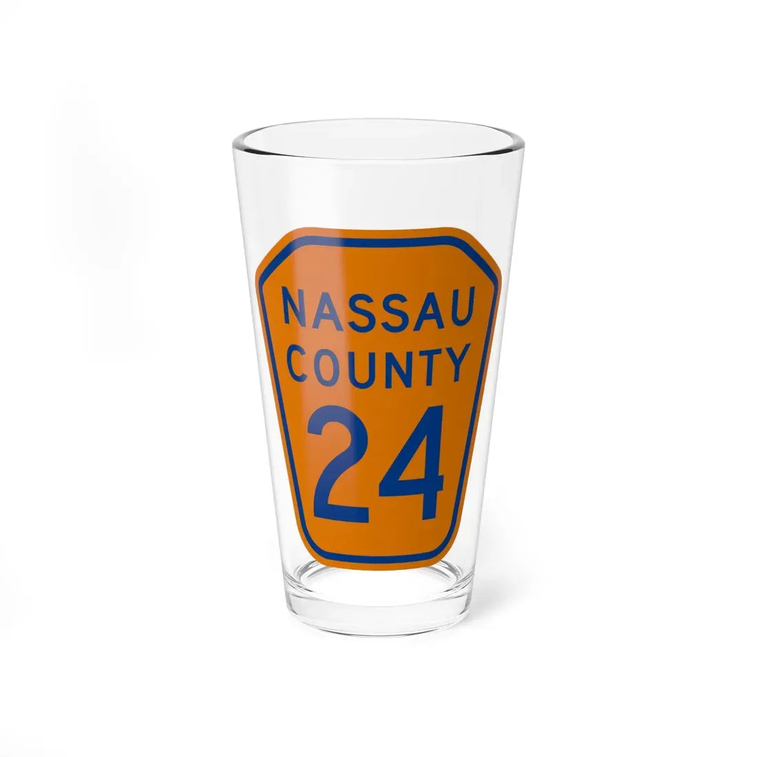 Nassau County 24 NY (New York) (Road Sign) Pint Glass 16oz 16oz - Go Mug Yourself