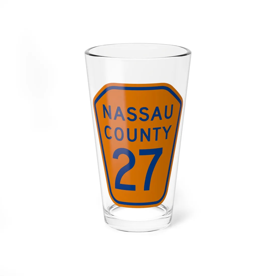 Nassau County 27 NY (New York) (Road Sign) Pint Glass 16oz 16oz - Go Mug Yourself