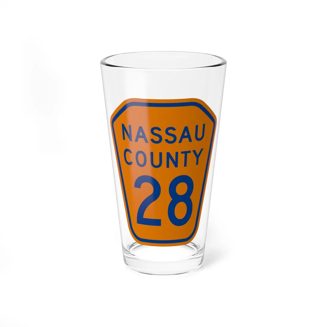 Nassau County 28 NY (New York) (Road Sign) Pint Glass 16oz 16oz - Go Mug Yourself