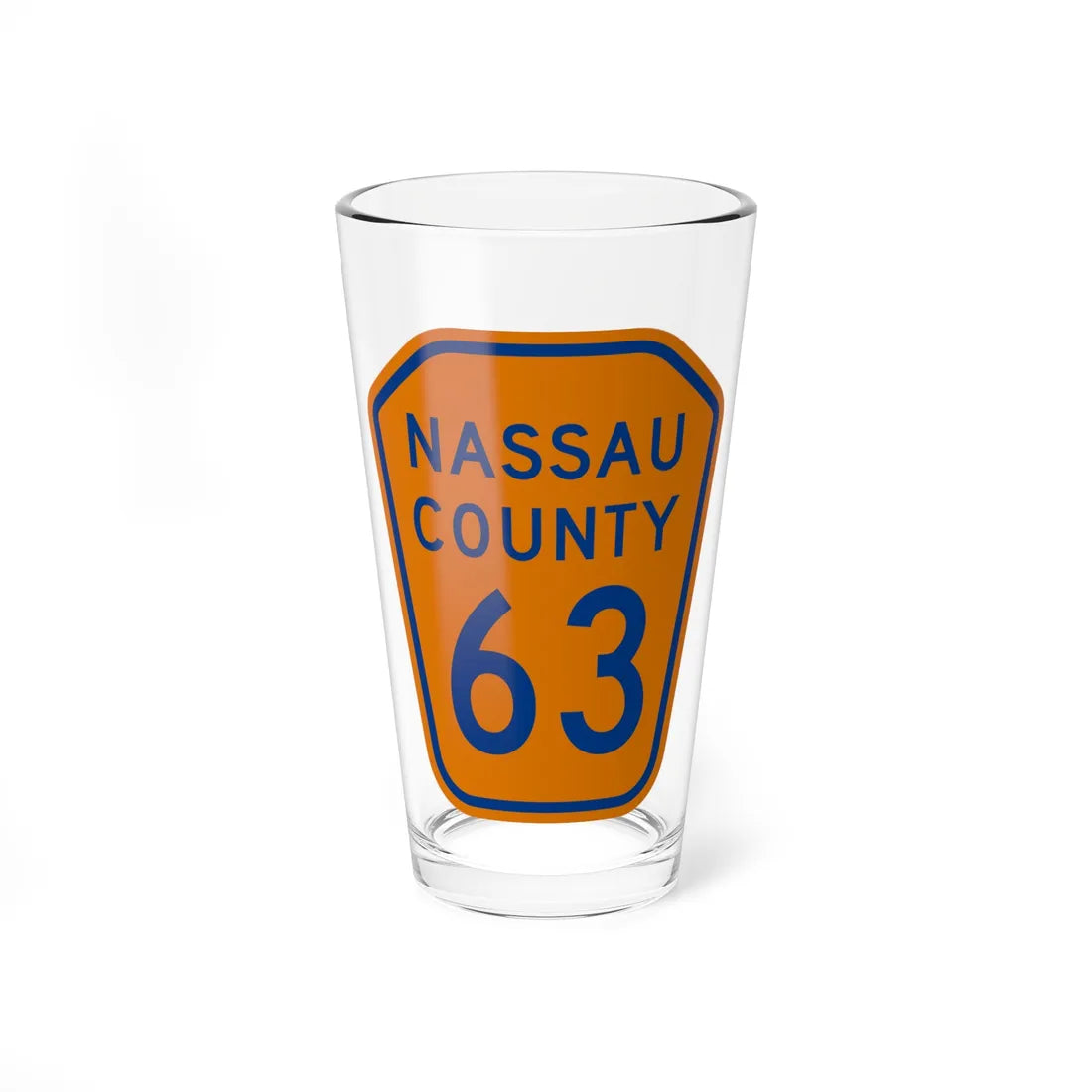 Nassau County 63 NY (New York) (Road Sign) Pint Glass 16oz 16oz - Go Mug Yourself