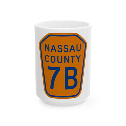 Nassau County 7B NY (New York) (Road Sign) White Coffee Mug 15oz - Go Mug Yourself