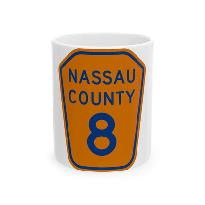 Nassau County 8 NY (New York) (Road Sign) White Coffee Mug 11oz - Go Mug Yourself
