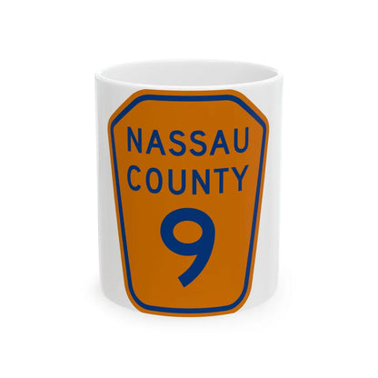 Nassau County 9 NY (New York) (Road Sign) White Coffee Mug 11oz - Go Mug Yourself