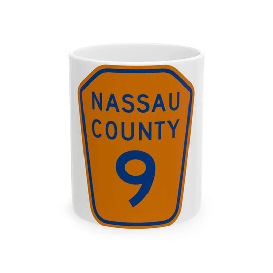 Nassau County 9 NY (New York) (Road Sign) White Coffee Mug 11oz - Go Mug Yourself