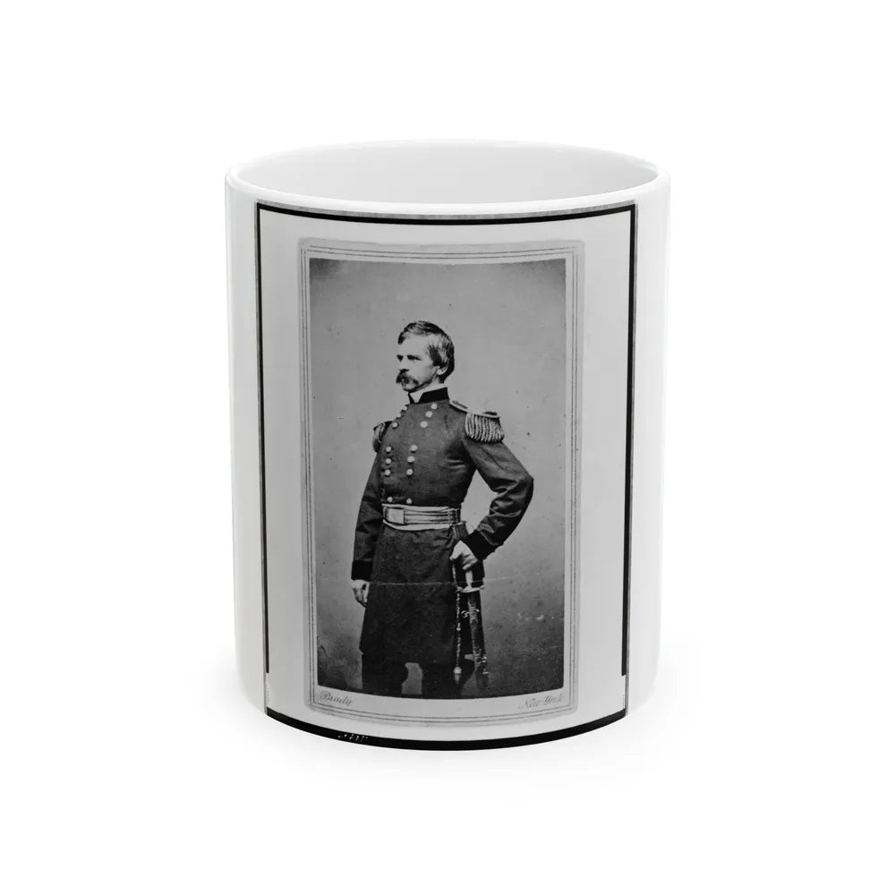 Nathaniel P. Banks, Three-Quarter Length Portrait, Wearing Military Uniform, Standing, With Left Hand On Sword, Facing Left (U.S. Civil War) White Coffee Mug-11oz-Go Mug Yourself