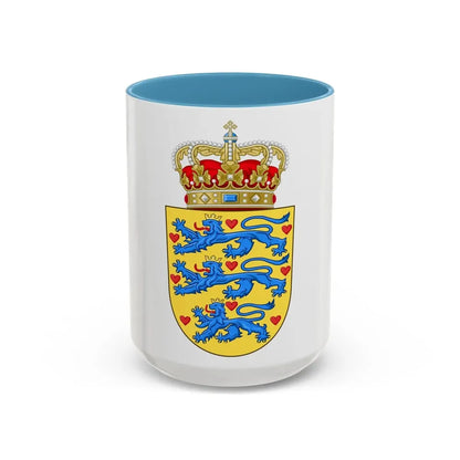 National Coat of arms of Denmark - Accent Coffee Mug 15oz Light Blue - Go Mug Yourself