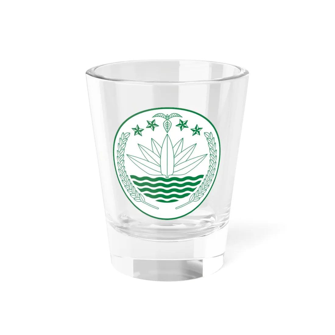 National Emblem of Bangladesh Monochrome (Bangladesh) (Coat of Arms) Shot Glass 1.5oz 1.5oz - Go Mug Yourself