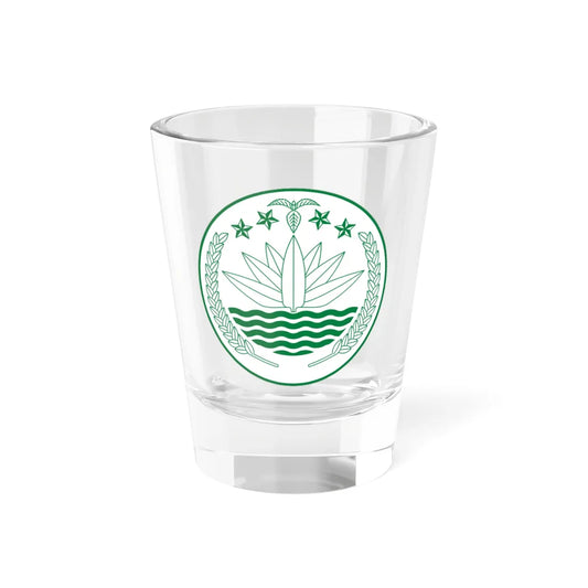 National Emblem of Bangladesh Monochrome (Bangladesh) (Coat of Arms) Shot Glass 1.5oz 1.5oz - Go Mug Yourself