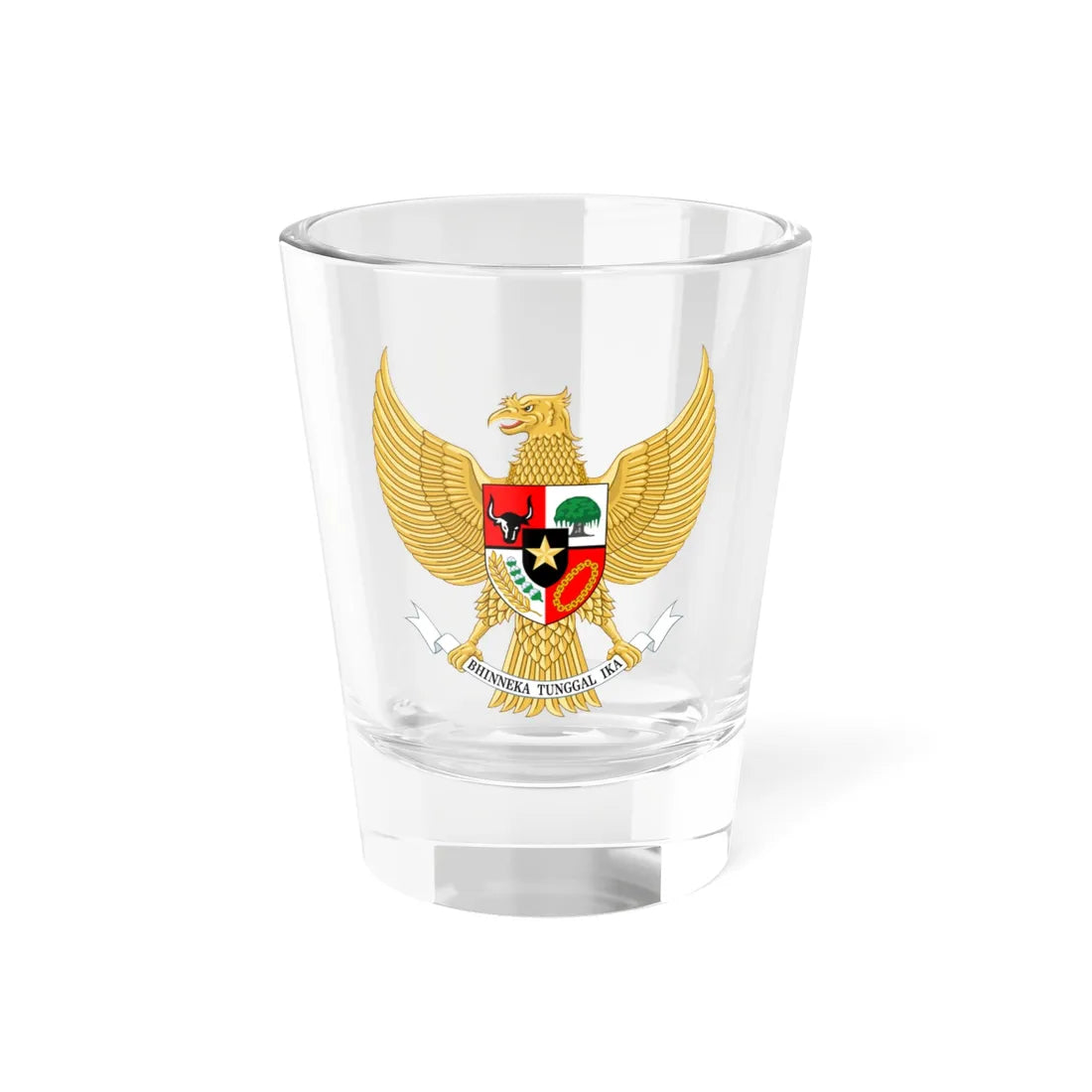 National emblem of Indonesia Garuda Pancasila (Indonesia) (Coat of Arms) Shot Glass 1.5oz 1.5oz - Go Mug Yourself