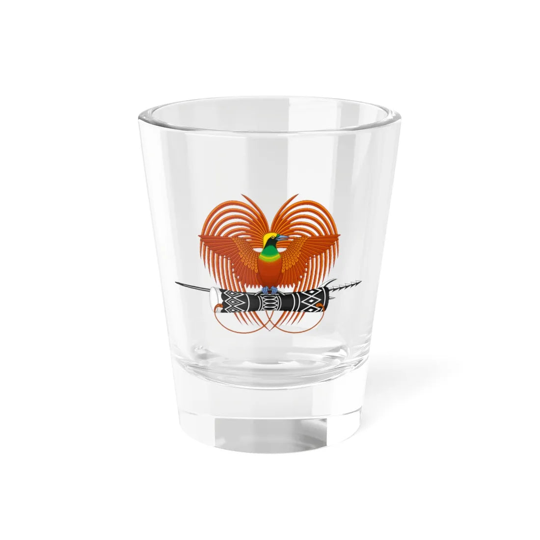 National emblem of Papua New Guinea (Guinea) (Coat of Arms) Shot Glass 1.5oz 1.5oz - Go Mug Yourself
