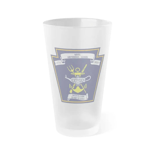 Naval Amphibious School Little Creek (U.S. Navy) Frosted Pint Glass 16oz Default Title - Go Mug Yourself