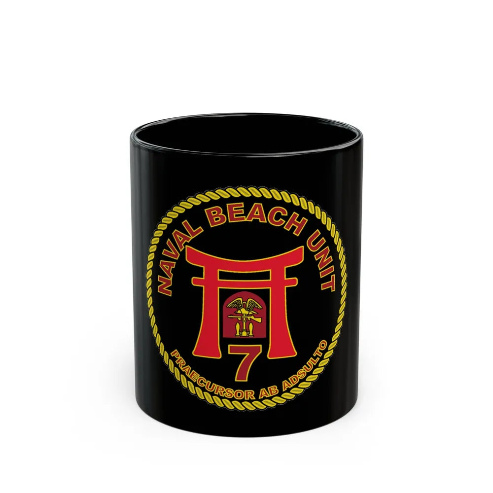 Naval Beach Unit 7 Circle (U.S. Navy) Black Coffee Mug-11oz-Go Mug Yourself