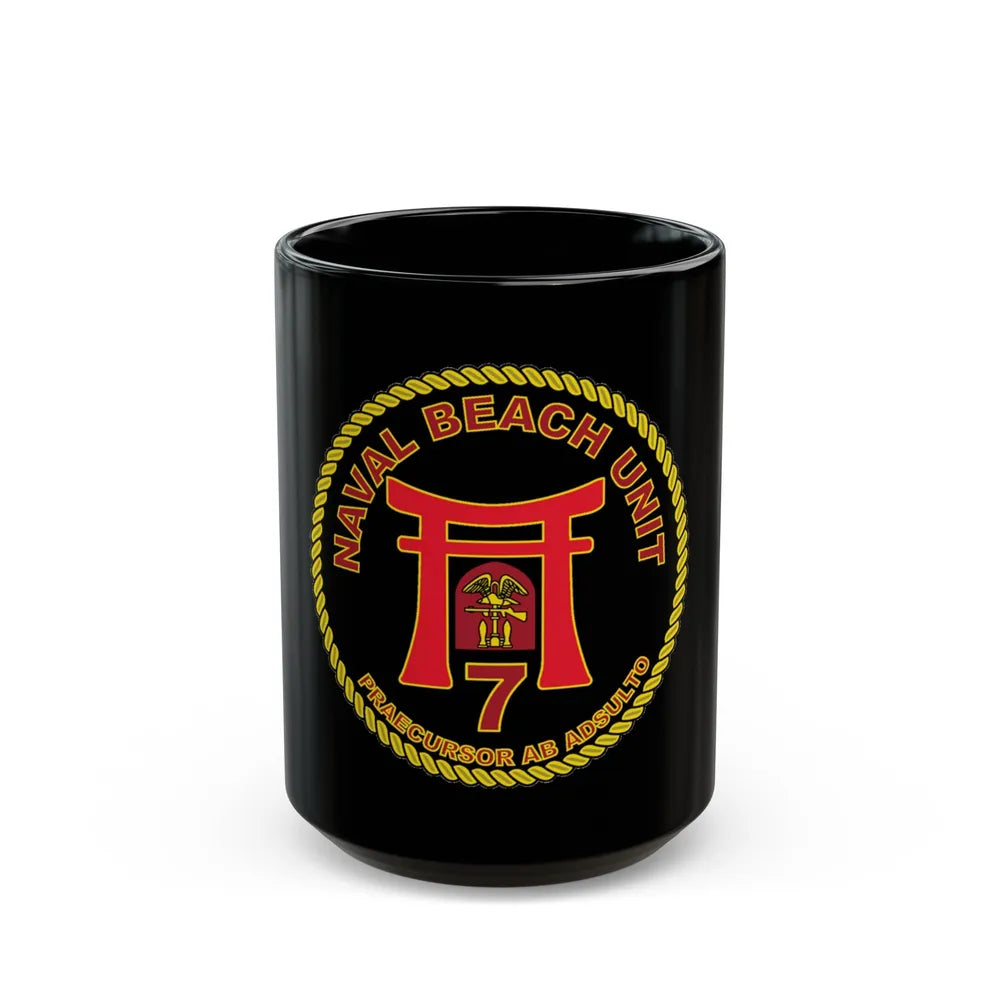 Naval Beach Unit 7 Circle (U.S. Navy) Black Coffee Mug-15oz-Go Mug Yourself