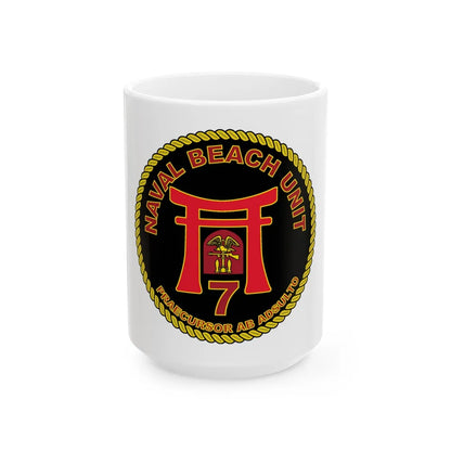 Naval Beach Unit 7 Circle (U.S. Navy) White Coffee Mug-15oz-Go Mug Yourself