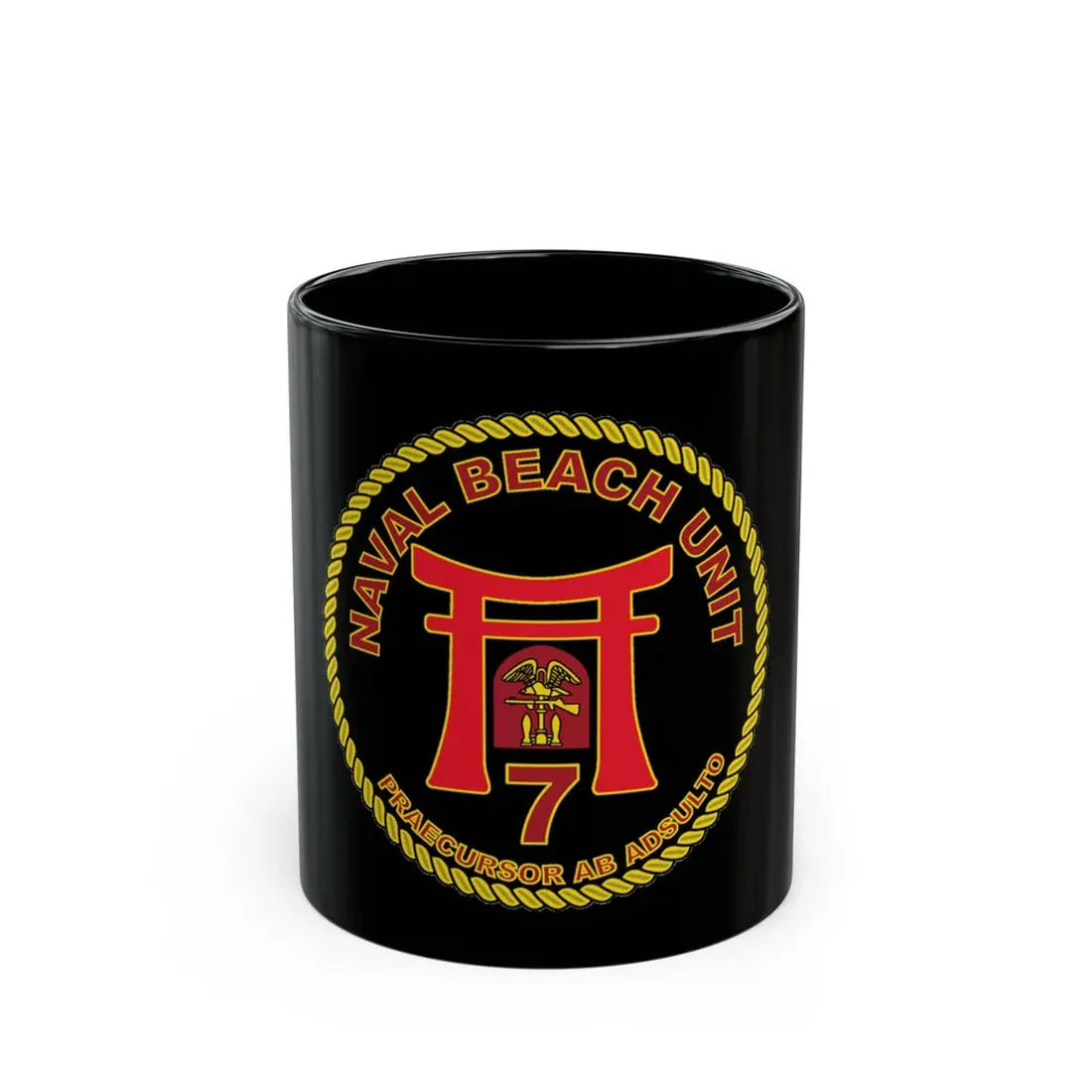 Naval Beach Unit 7 Circle (U.S. Navy) Black Coffee Mug 11oz - Go Mug Yourself