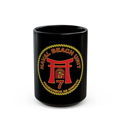 Naval Beach Unit 7 Circle (U.S. Navy) Black Coffee Mug 15oz - Go Mug Yourself