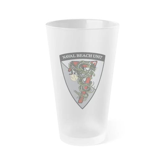 Naval Beach Unit 7 v2 Shield (U.S. Navy) Frosted Pint Glass 16oz-Go Mug Yourself