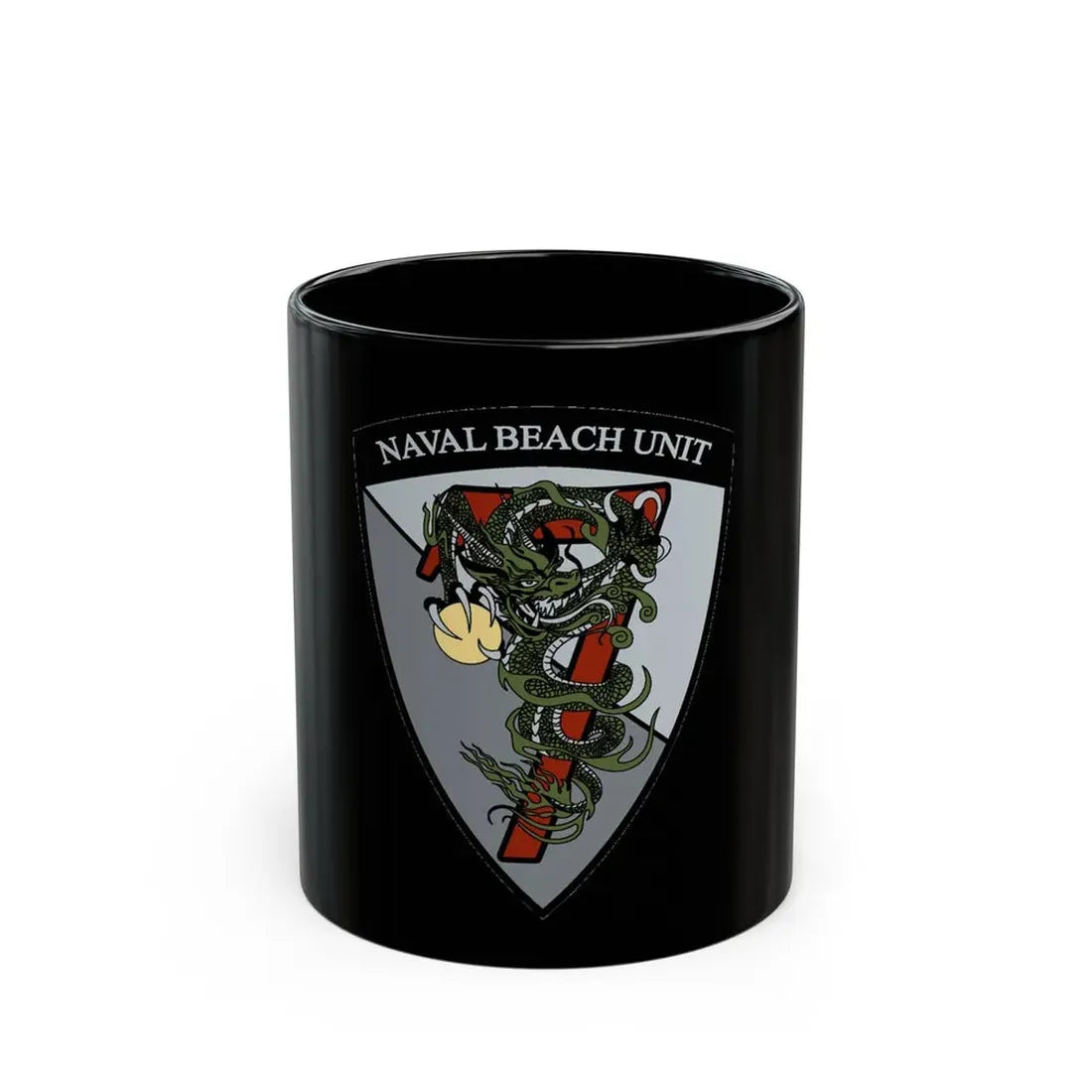Naval Beach Unit 7 v2 Shield (U.S. Navy) Black Coffee Mug 11oz - Go Mug Yourself