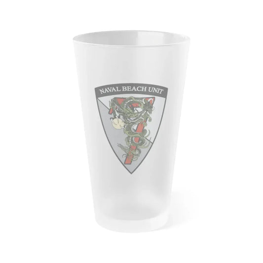 Naval Beach Unit 7 v2 Shield (U.S. Navy) Frosted Pint Glass 16oz Default Title - Go Mug Yourself