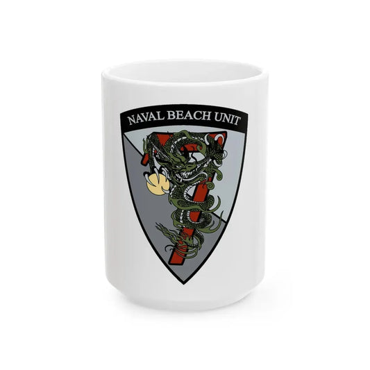 Naval Beach Unit 7 v2 Shield (U.S. Navy) White Coffee Mug 15oz - Go Mug Yourself
