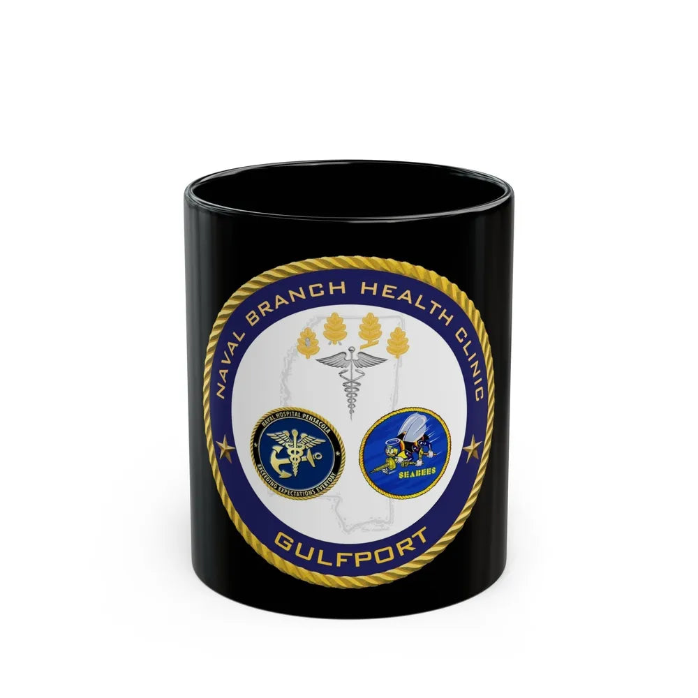 Naval Branch Health Clinic Gulfport (U.S. Navy) Black Coffee Mug-11oz-Go Mug Yourself