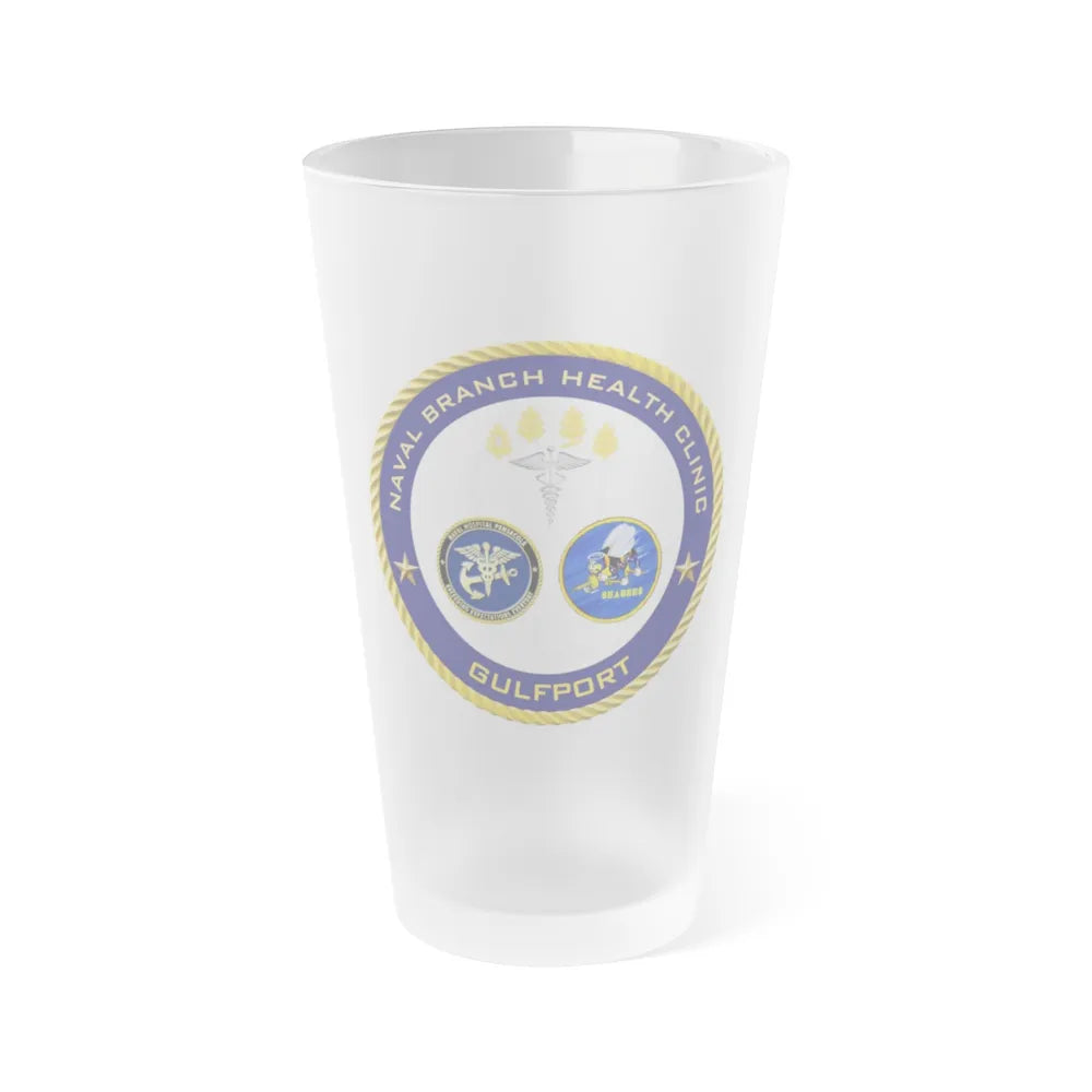 Naval Branch Health Clinic Gulfport (U.S. Navy) Frosted Pint Glass 16oz-Go Mug Yourself