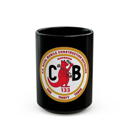 Naval Construction Battalion 133 Seabee (U.S. Navy) Black Coffee Mug-15oz-Go Mug Yourself