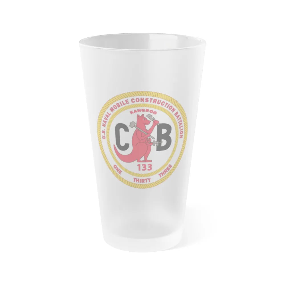 Naval Construction Battalion 133 Seabee (U.S. Navy) Frosted Pint Glass 16oz-Go Mug Yourself